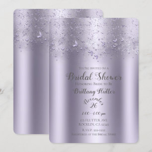 Lilac Shimmer Flutter Butterfly Bridal Shower Invitation