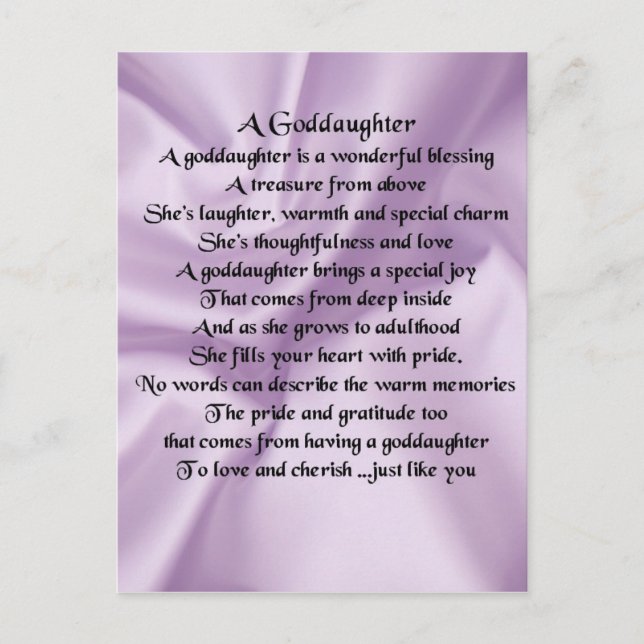 Lilac Silk Goddaughter Postcard (Front)