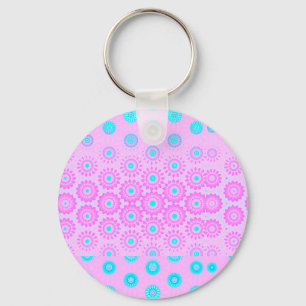 Lilac, Sky Blue and Pink Flowers Keychain