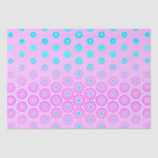 Lilac, Sky Blue and Pink Flowers Tissue Paper (Front)
