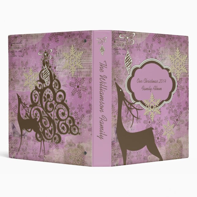 Lilac Snowflakes and Deer Christmas Holiday Binder (Background)