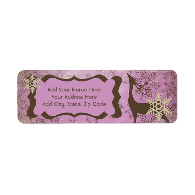 Lilac Snowflakes and Deer Return Address Labels (Front)