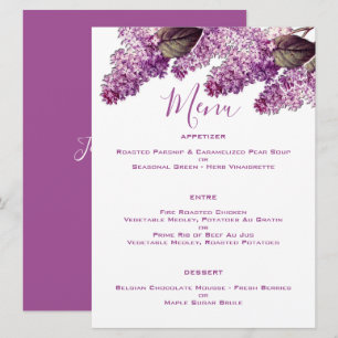 Lilac Spring Garden Wedding Menu