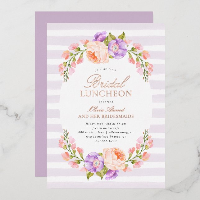 Lilac Stripe and Bloom Bridal Luncheon (Front/Back)