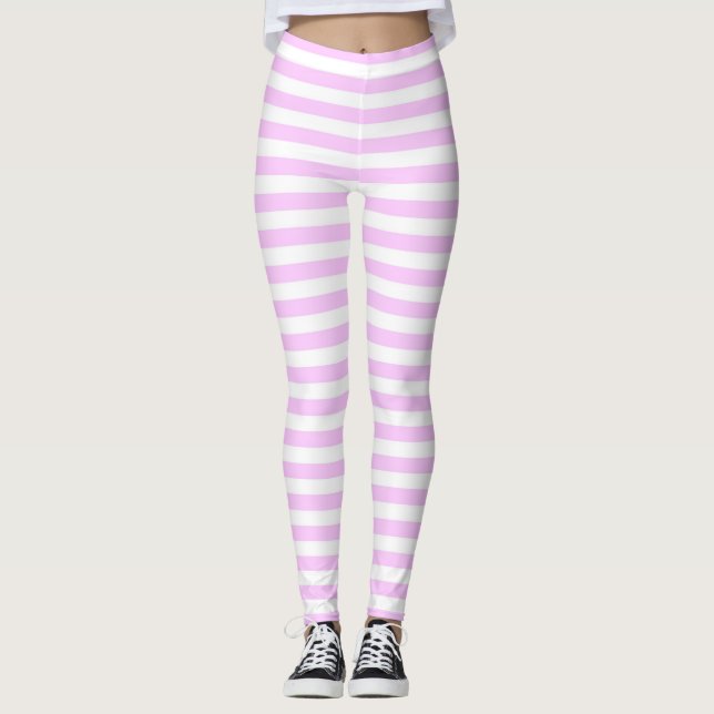  Lilac Stripe horizontal Leggings (Front)