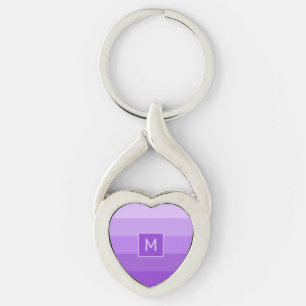Lilac Stripes custom monogram Keychain
