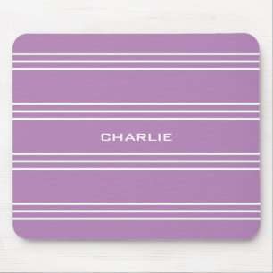 Lilac Stripes custom monogram mousepad