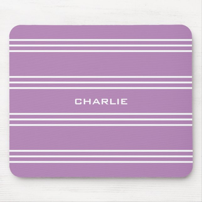 Lilac Stripes custom monogram mousepad (Front)