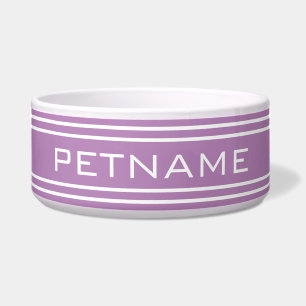 Lilac Stripes custom monogram pet bowls