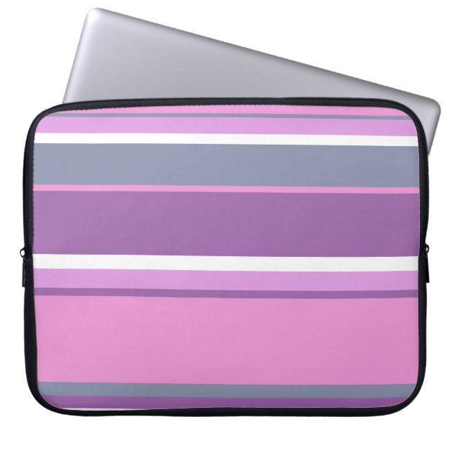 Lilac stripes laptop sleeve (Front)