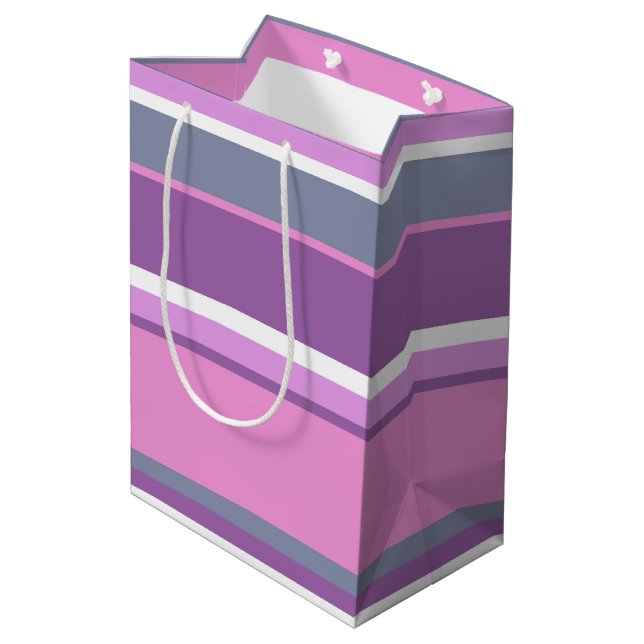 Lilac stripes medium gift bag (Back Angled)