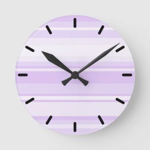 Lilac stripes round clock