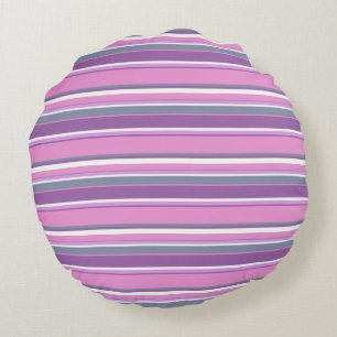 Lilac stripes round pillow