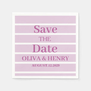 LILAC STRIPES STYLISH SIMPLE SCRIPT SAVE THE DATE NAPKIN