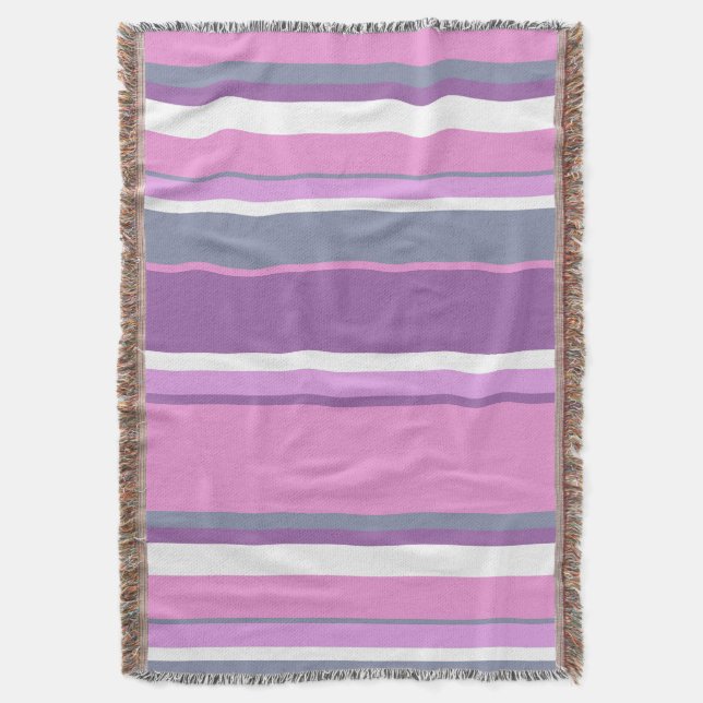 Lilac stripes throw blanket (Front Vertical)