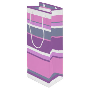 Lilac stripes wine gift bag