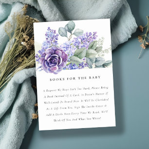 Lilac Succulent Botanical Books For Baby Shower Enclosure Card