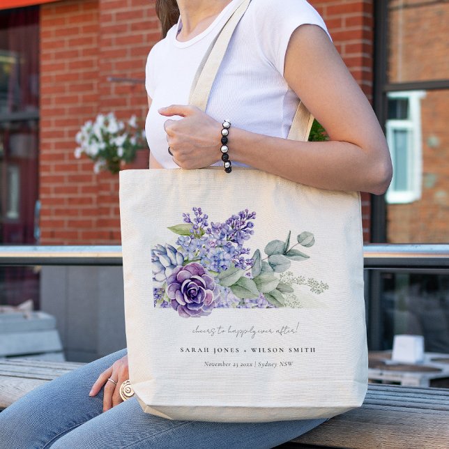 Lilac Succulent Eucalyptus Botanical Bunch Wedding Tote Bag (Creator Uploaded)