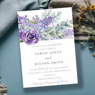 Lilac Succulent Eucalyptus Botanical Engagement Invitation