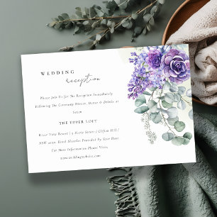 Lilac Succulent Eucalyptus Fauna Wedding Reception Enclosure Card