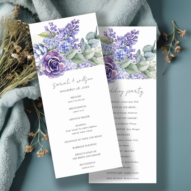 Lilac Succulent Eucalyptus Programme de mariage de (Créateur téléchargé)