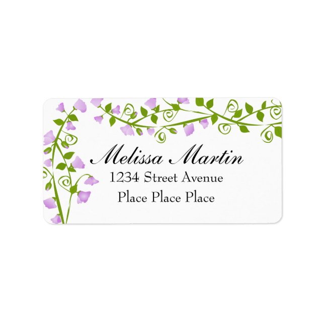Lilac Sweet-Pea Blossoms Label (Front)