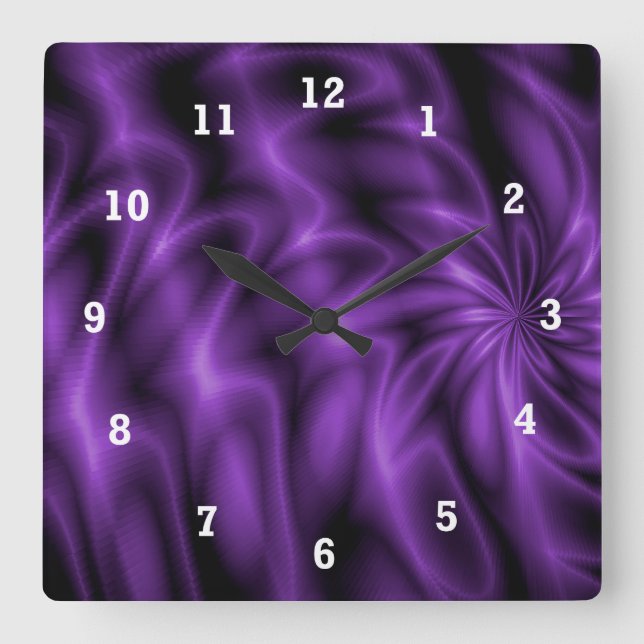 Lilac Swirl Square Wall Clock (Front)