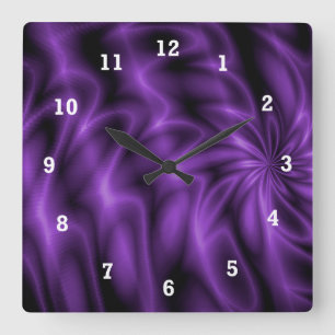 Lilac Swirl Square Wall Clock