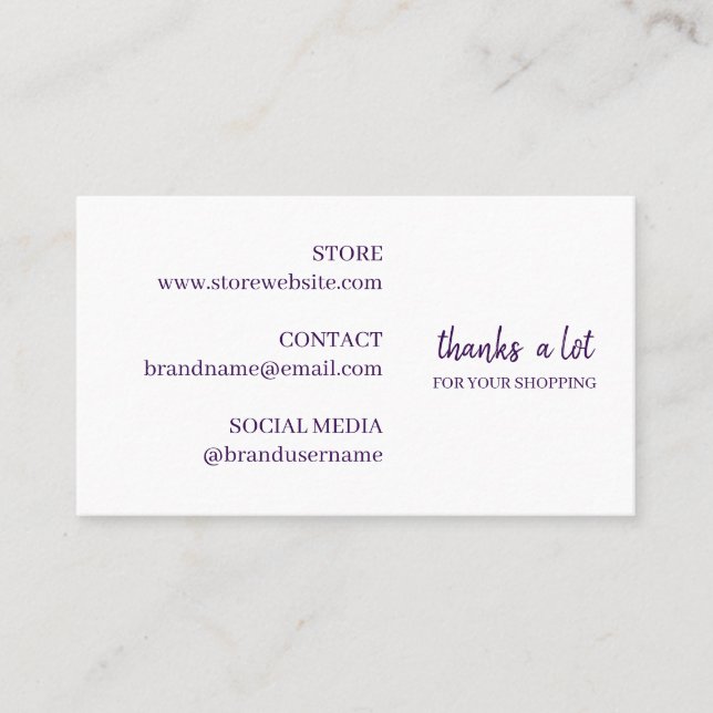 Lilac Thank You Order Insert Card (Front)