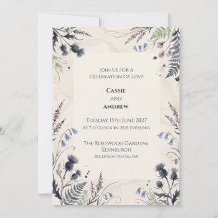 Lilac Thistle Fern Frame Wedding Invitation