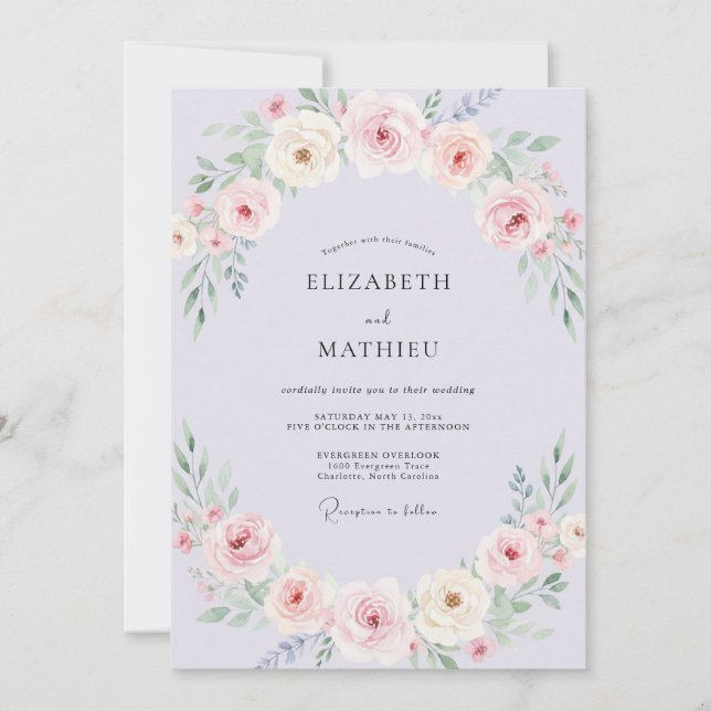 Lilac Timeless Spring Wedding Invitation (Front)