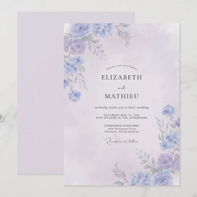 Lilac Tranquil Spring Wedding Invitation (Front/Back)