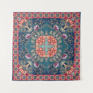 Lilac tulip flowers, ornamental floral frame. tapestry