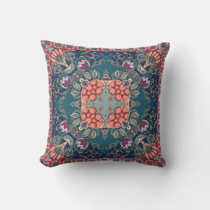 Lilac tulip flowers, ornamental floral frame. throw pillow