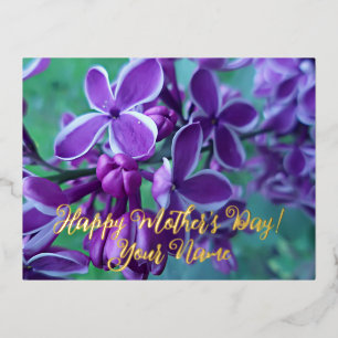 Lilac variety of colours  foil holiday postcard
