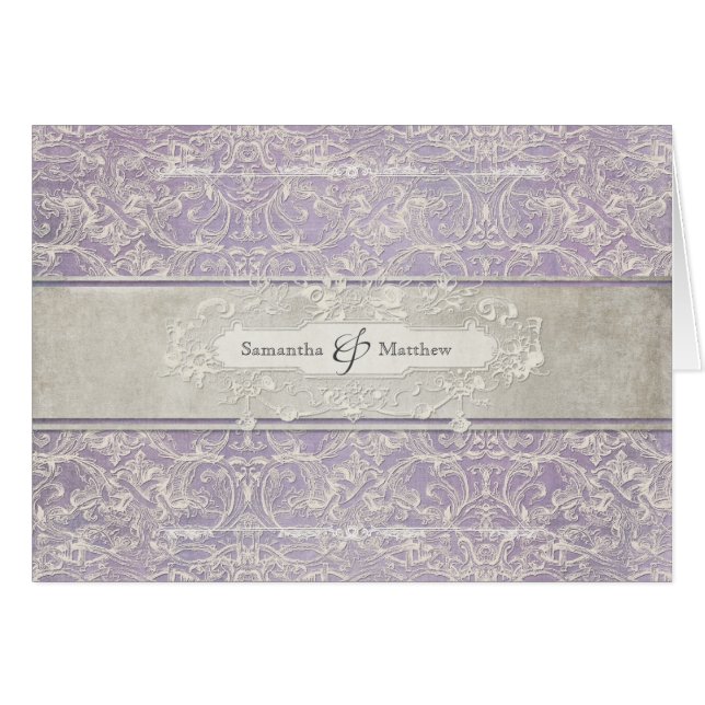 Lilac Vintage Antique Lace Grey Cream Scrollwork (Front Horizontal)