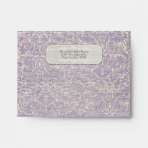 Lilac Vintage French Regency Lace Etched Wedding Envelopes