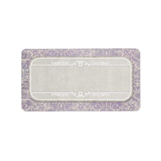 Lilac Vintage French Regency Lace Etched Wedding Label (Front)