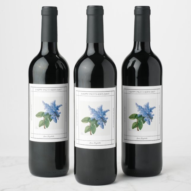 Lilac Vintage Happy Mother’s Day Wine Label (Bottles)