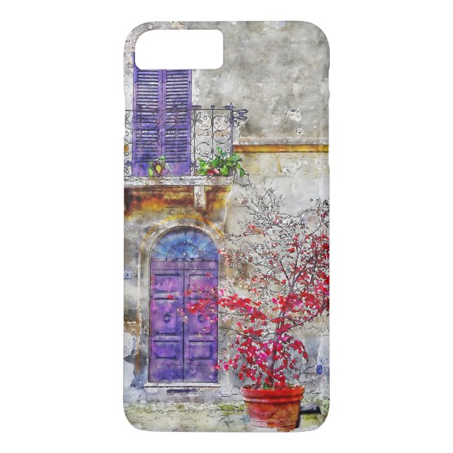 Lilac Violet Door Garden Balcony Drawing Painting Case-Mate iPhone Case (Back)