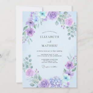 Lilac Violet Leafy Wedding Invitation
