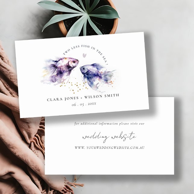 Lilac Watercolor Coastal Fish Wedding Website Enclosure Card (Creator Uploaded)