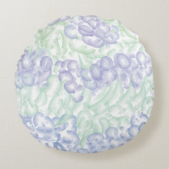 Lilac Watercolor Design Round Pillow (Front)