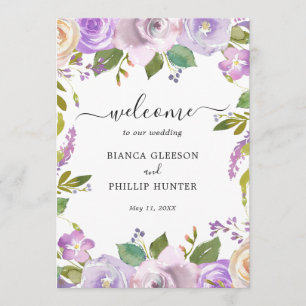 Lilac Watercolor Floral Elegant Wedding Program
