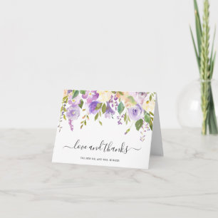 Lilac Watercolor Floral Elegant Wedding Thank You Card