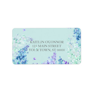 Lilac Watercolor Floral Lavender Mint Any Colour Label
