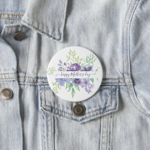 Lilac watercolor floral personalized 3 inch round button