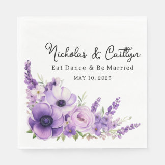 Lilac Watercolor Floral Wedding And Bridal Shower Napkin