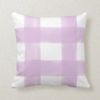 Lilac Watercolor Gingham Throw Pillow