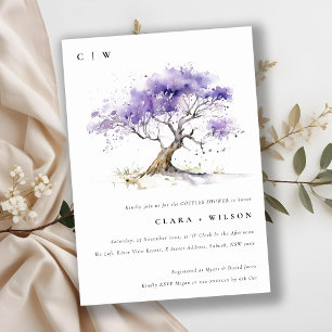 Lilac Watercolor Jacaranda Tree Couples Shower Invitation